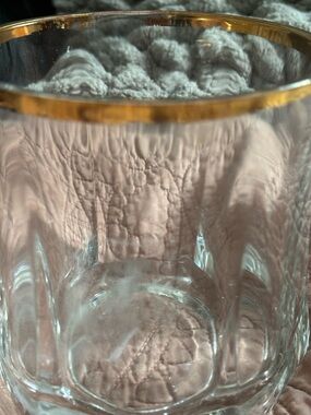 MCM Vintage Italian Ice Bucket with Gold Rim- Faceted Optic Design